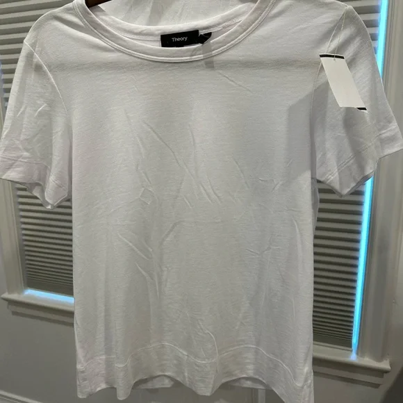 Theory White Fitted Short Sleeve Tee - Picture 2 of 3